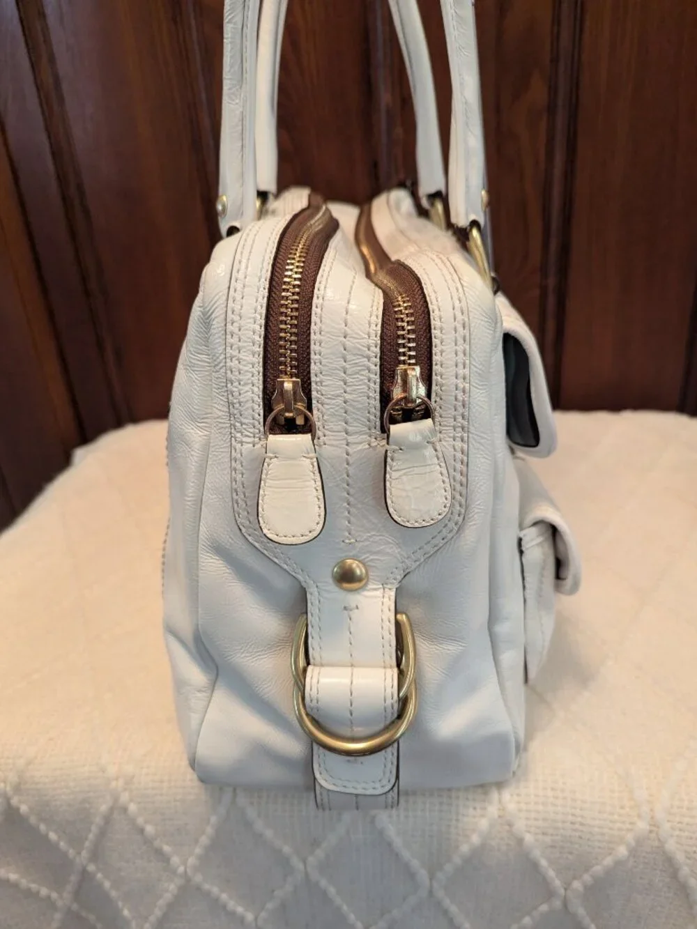 Coach F13051 Y2k Limited Edition Peyton Legacy Satchel White Patent Leather